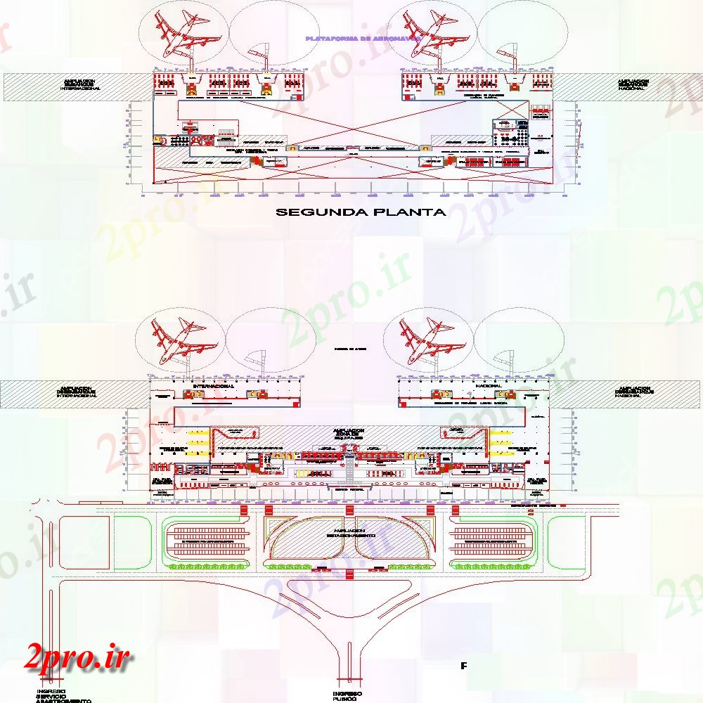 دانلود نقشه فرودگاه پروژه فرودگاه  جزئیات (کد100989)