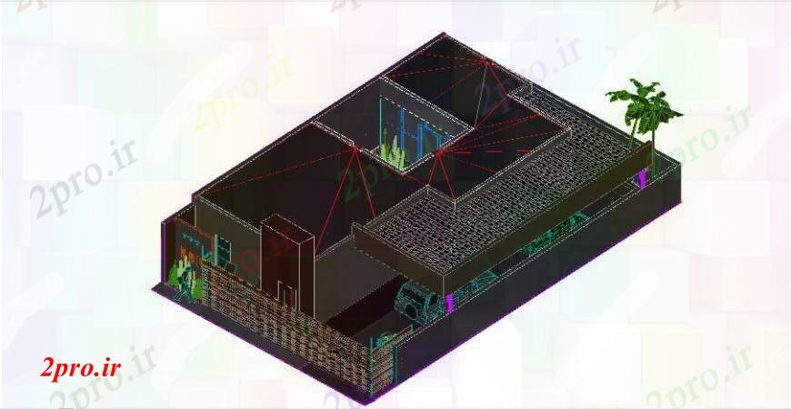 دانلود نقشه مسکونی  ، ویلایی ، آپارتمان  د طراحی  از بالای صفحه   خانه بیرونی خودکار  (کد101000)