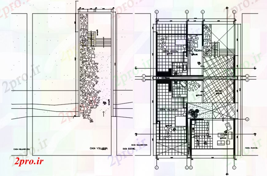 دانلود نقشه مسکونی  ، ویلایی ، آپارتمان  ساحل طرحی توزیع خانه و محوطه سازی جزئیات  (کد101010)