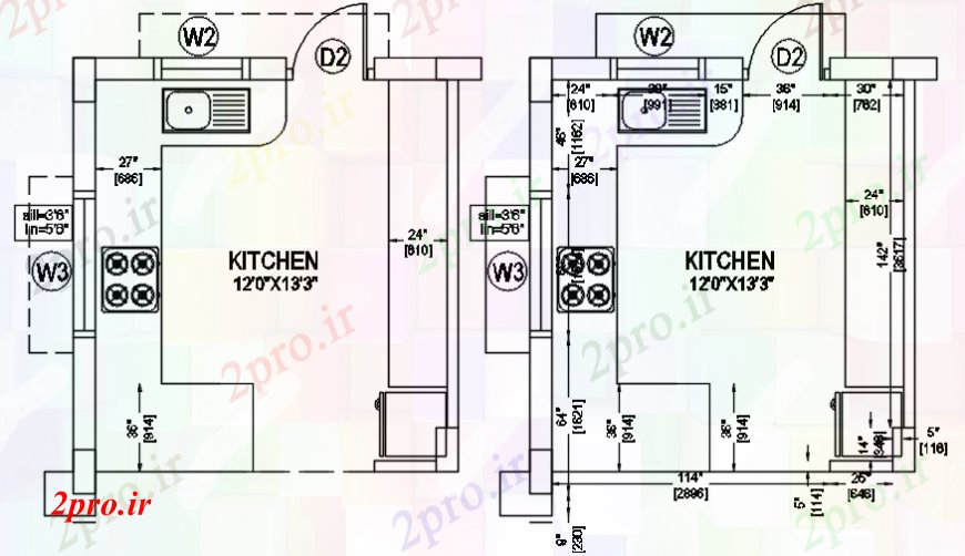 دانلود نقشه آشپزخانه آشپزخانه طرحی معماری خانه شتی  (کد101046)