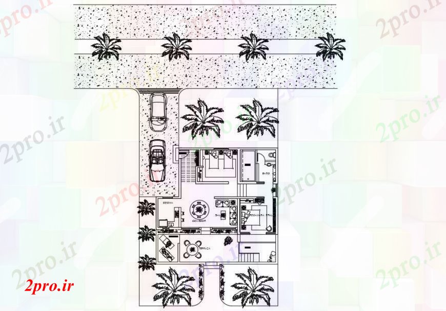 دانلود نقشه مسکونی  ، ویلایی ، آپارتمان   با شرح از نظر طرحی ویلایی دو بعدی    (کد101115)