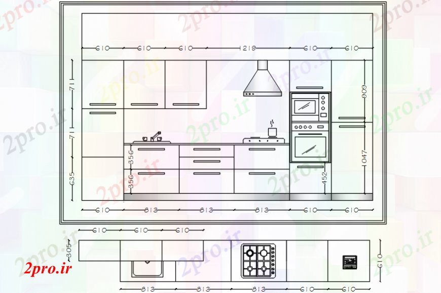 دانلود نقشه آشپزخانه بلوک های  آشپزخانه جزئیات فضای داخلی (کد101135)