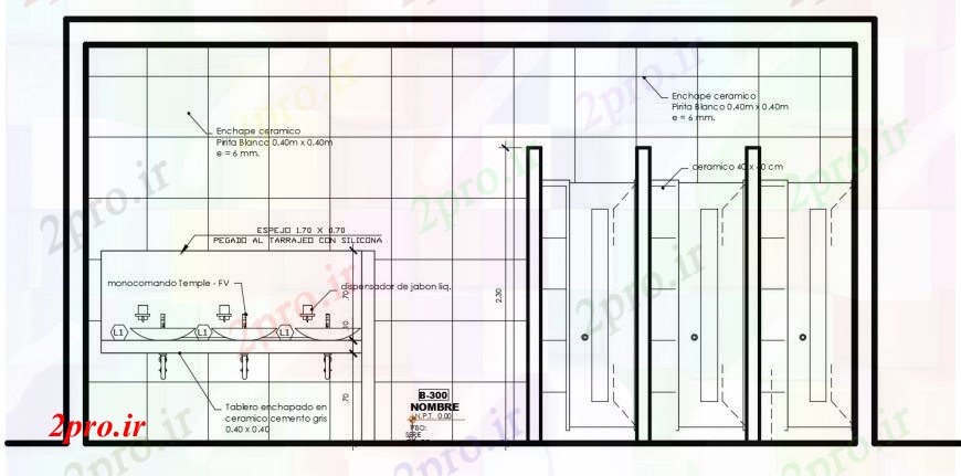 دانلود نقشه بلوک های بهداشتی طراحی جزئیات توالت بهداشتی نما 20 در 39 متر (کد101138)