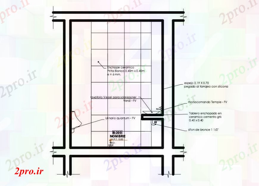 دانلود نقشه بلوک های بهداشتی طراحی شستشو حوضه با ابعاد جزئیات 20 در 39 متر (کد101139)