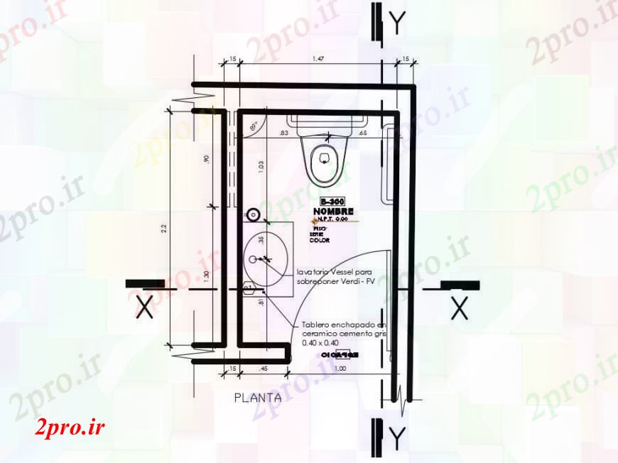 دانلود نقشه حمام مستر  طراحی طرحی حمام با ابعاد جزئیات (کد101143)