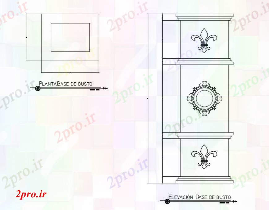 دانلود نقشه جزئیات ستون طراحی  دو بعدی  از ستون   اتوکد (کد101149)