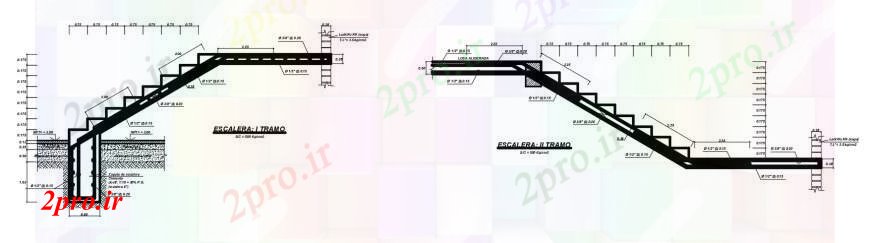 دانلود نقشه جزئیات پله و راه پله    طراحی جزئیات RCC بلوک ساختاری راه پله (کد101158)