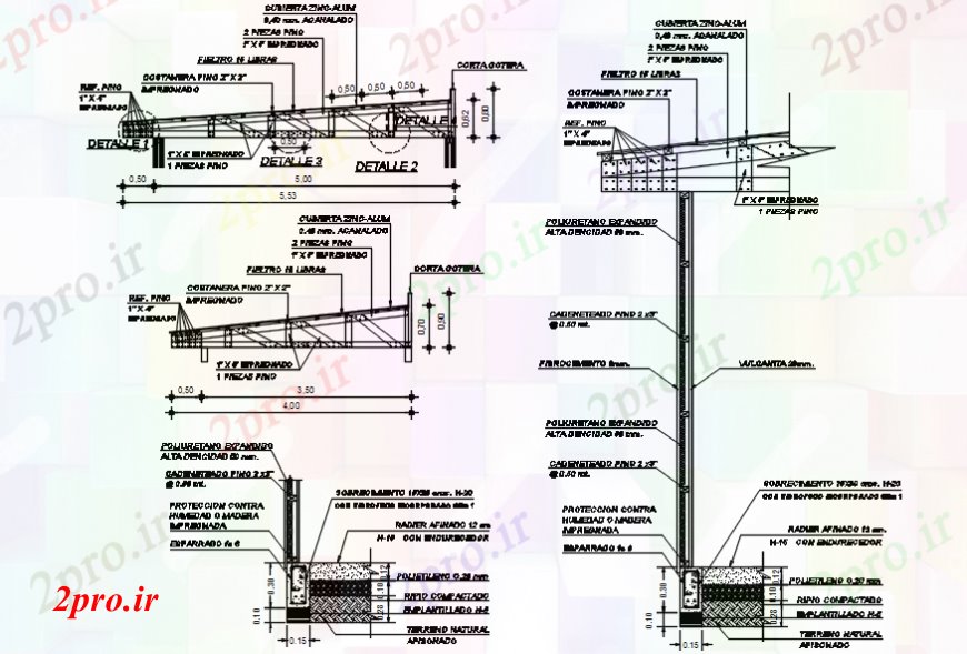 دانلود نقشه طراحی جزئیات ساختار بخش سازنده با بخش سقف و ساختار جزئیات فروشگاه  (کد101189)
