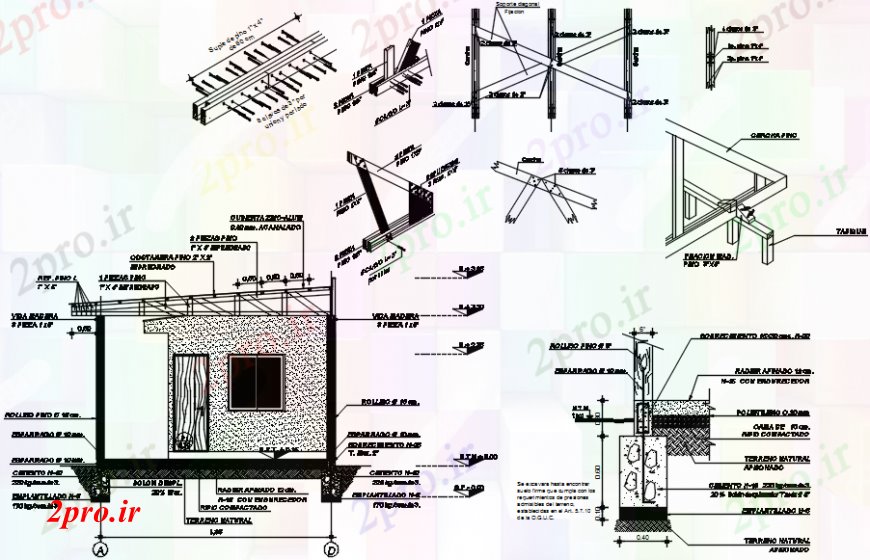 دانلود نقشه طراحی جزئیات ساختار بخش سقف، ساختار سازنده و خودکار از فروشگاه  (کد101190)