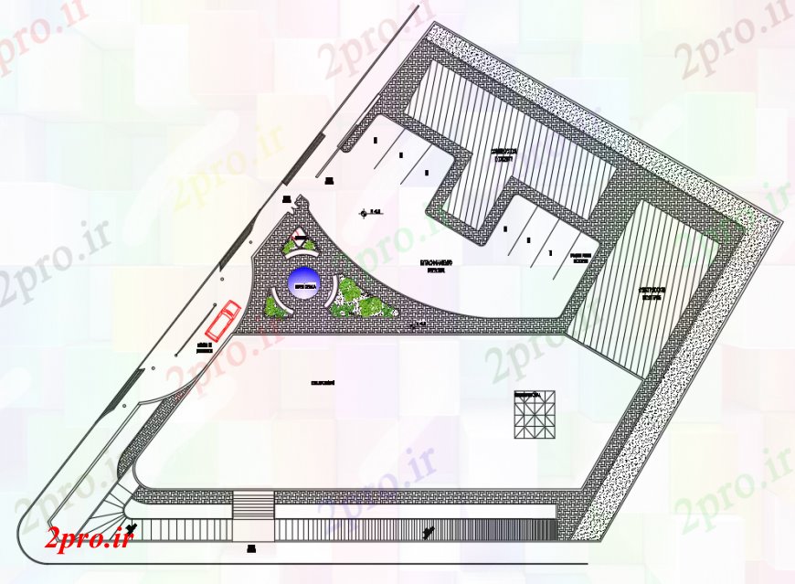 دانلود نقشه بیمارستان - درمانگاه - کلینیک د رسم مرکز بهداشت خودرو 15 در 45 متر (کد101243)