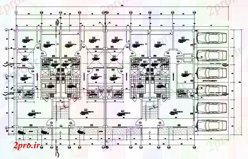 دانلود نقشه مسکونی  ، ویلایی ، آپارتمان   د طراحی از پارکینگ اتومبیل آپارتمان     خودرو (کد101260)