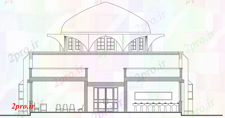 دانلود نقشه معماری معروف د طراحی مسجد بیرونی خودرو 15 در 22 متر (کد101266)