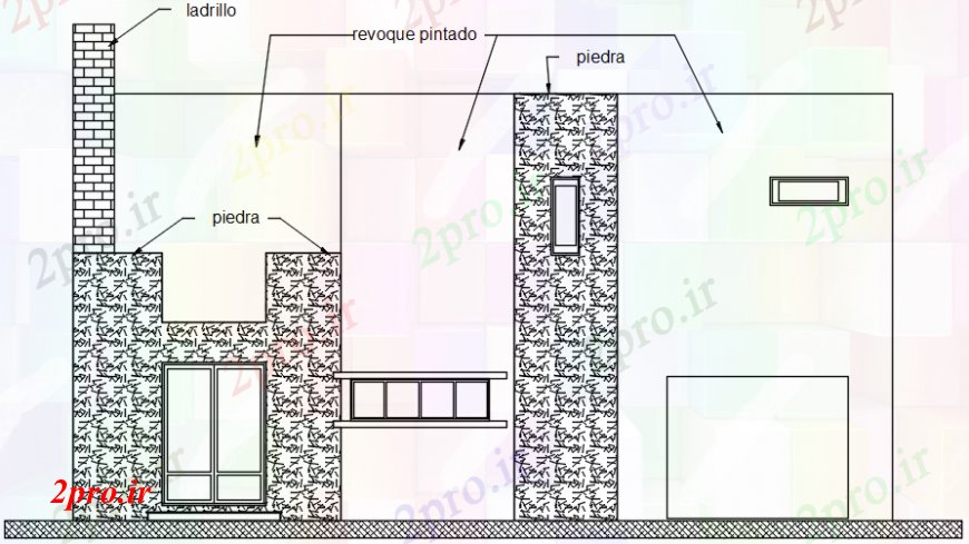 دانلود نقشه مسکونی ، ویلایی ، آپارتمان پروژه مسکن پست های نما 8 در 11 متر (کد101314)