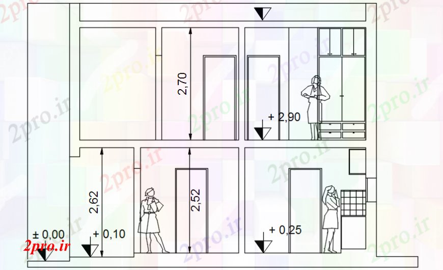 دانلود نقشه مسکونی ، ویلایی ، آپارتمان بخش پروژه مسکن A-یک 8 در 11 متر (کد101317)