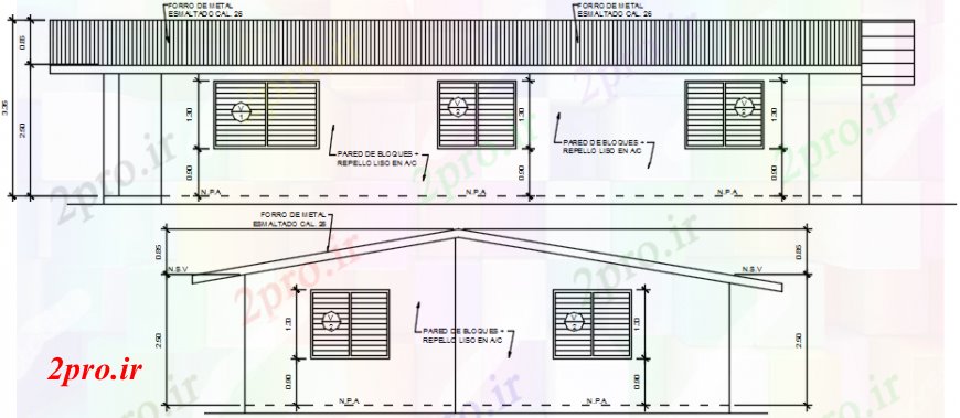 دانلود نقشه مسکونی ، ویلایی ، آپارتمان پشت و سمت جزئیات بخش سازنده از دایره خانه 9 در 14 متر (کد101350)