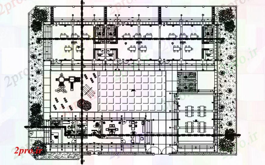 دانلود نقشه دانشگاه ، آموزشکده ، مدرسه ، هنرستان ، خوابگاه - باغ کودک توزیع مدرسه طرحی های 29 در 40 متر (کد101415)