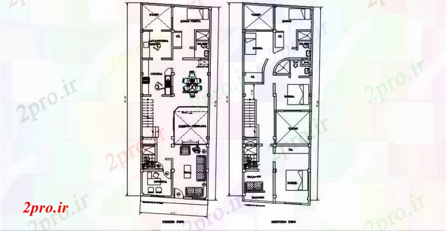 دانلود نقشه جزئیات و طراحی داخلی دفتر د طراحی دفتر خانه 6 در 17 متر (کد101430)