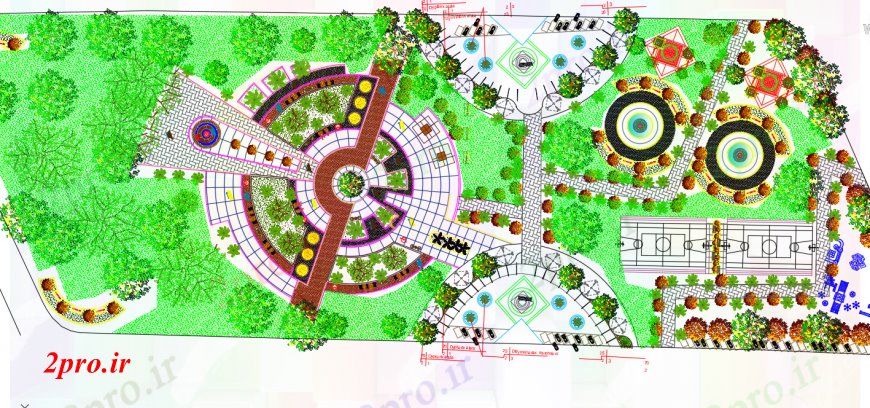 دانلود نقشه پارک - باغ    عمومی بالای صفحه  دو بعدی  از طراحی باغ  (کد101440)
