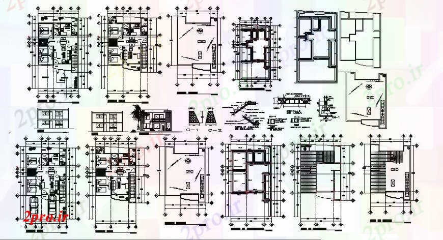 دانلود نقشه مسکونی ، ویلایی ، آپارتمان ساخت و ساز خانه جزئیات پروژه 8 در 15 متر (کد101443)