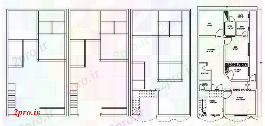 دانلود نقشه مسکونی ، ویلایی ، آپارتمان د طرحی خانه طراحی 2 8 در 15 متر (کد101452)