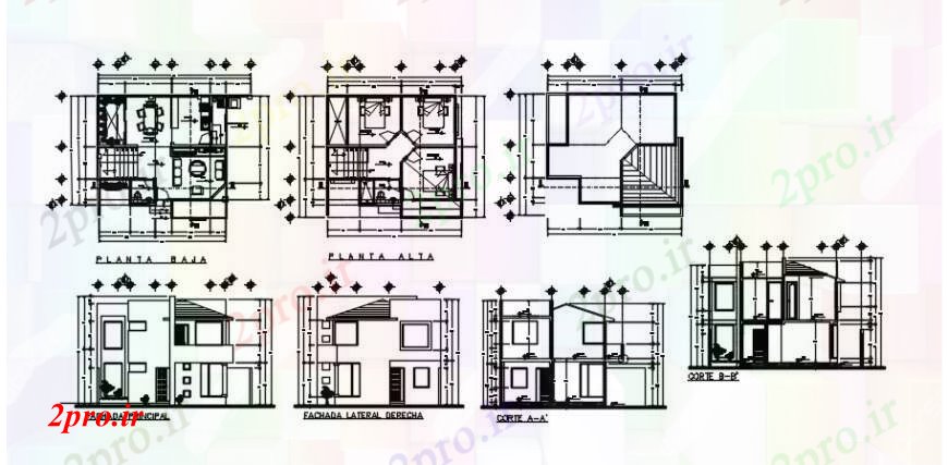 دانلود نقشه مسکونی ، ویلایی ، آپارتمان د طراحی از خانه جزئیات 6 در 8 متر (کد101455)