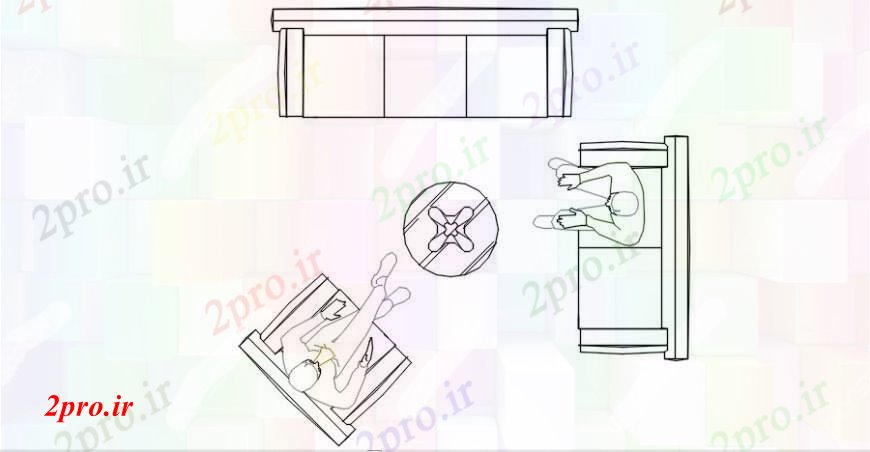 دانلود نقشه بلوک افراد  طراحی جزئیات نمای بالای مردم آرامش بخش در سه نفره مبل (کد101472)