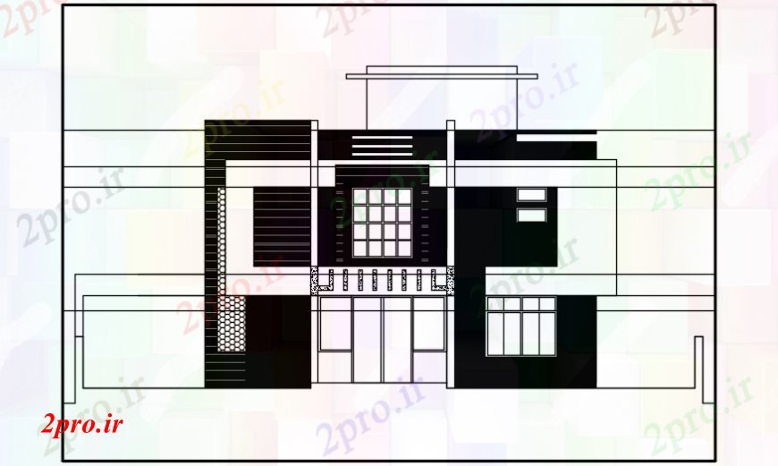 دانلود نقشه مسکونی ، ویلایی ، آپارتمان نمای خارجی ویلا دو بعدی 11 در 14 متر (کد101526)