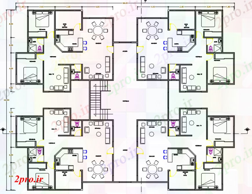 دانلود نقشه مسکونی  ، ویلایی ، آپارتمان  آپارتمان طرحی   طراحی (کد101591)