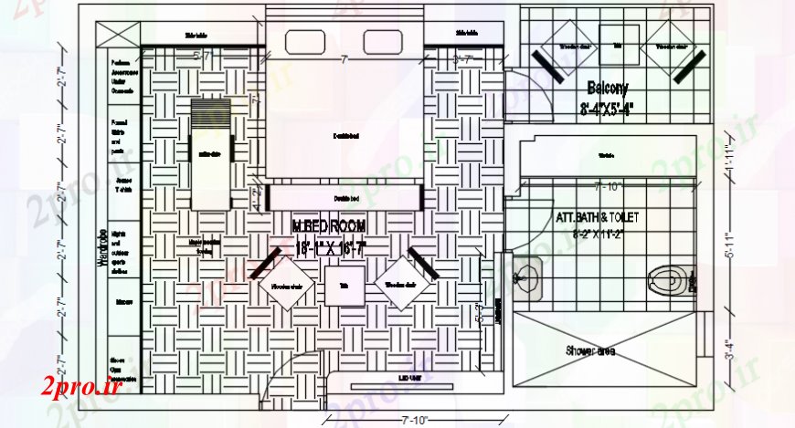 دانلود نقشه حمام مستر اتاق خواب مبلمان داخلی برنامه های طراحی (کد101598)
