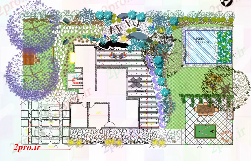 دانلود نقشه اتوماسیون باغ  محل اقامت محوطه سازی  طراحی  (کد101621)