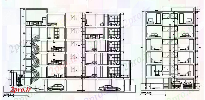 دانلود نقشه مسکونی  ، ویلایی ، آپارتمان   طراحی مقطعی جزئیات آپارتمان   ساختار (کد101683)