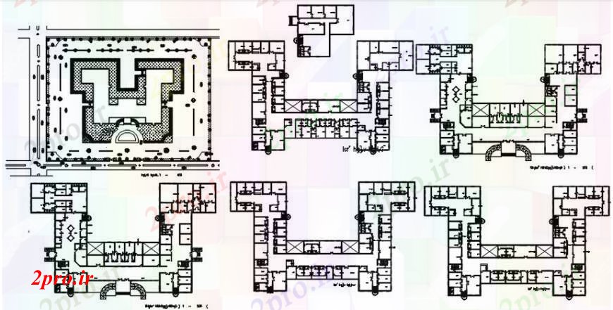 دانلود نقشه بیمارستان - درمانگاه - کلینیک د رسم نما بیمارستان 66 در 112 متر (کد101712)