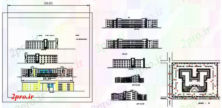 دانلود نقشه بیمارستان - درمانگاه - کلینیک د رسم بیمارستان دیدگاه 66 در 112 متر (کد101723)