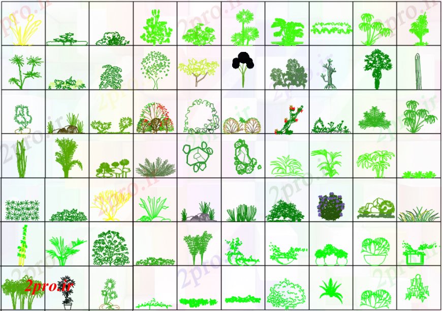 دانلود نقشه درختان و گیاهان  باغ  بالای صفحه  گیاهی (کد101729)