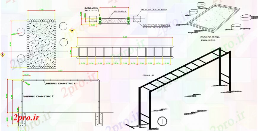 دانلود نقشه اتوماسیون باغ  پل باغ  آهن برای ابزار و کودک (کد101768)