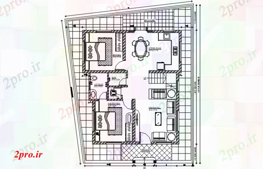 دانلود نقشه مسکونی ، ویلایی ، آپارتمان د طراحی از طبقه دوم طرحی خانه 7 در 10 متر (کد101805)