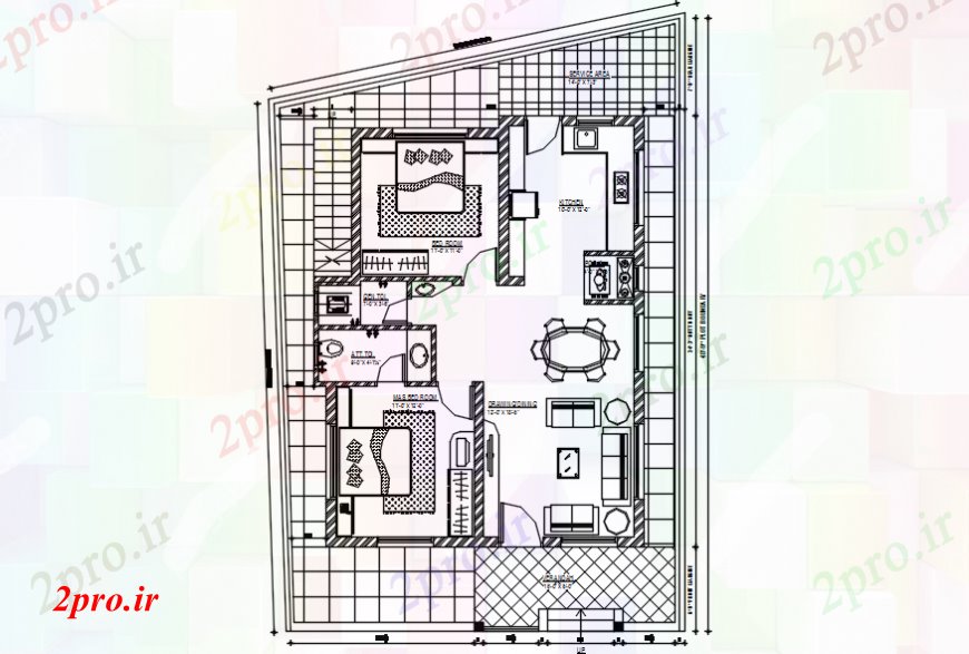 دانلود نقشه مسکونی ، ویلایی ، آپارتمان د رسم از طبقه همکف طرحی 3 خانه 8 در 9 متر (کد101806)