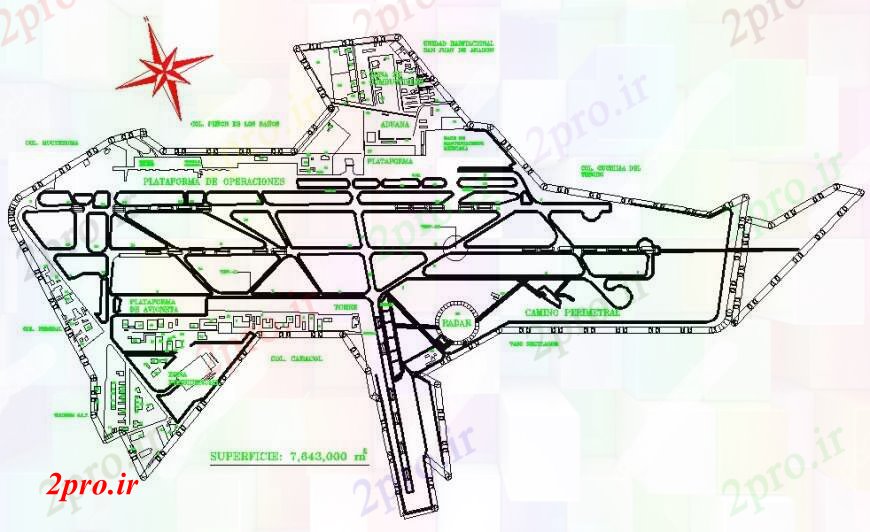 دانلود نقشه فرودگاه طراحی فرودگاه بین المللی دو بعدی 9 در 14 متر (کد101829)