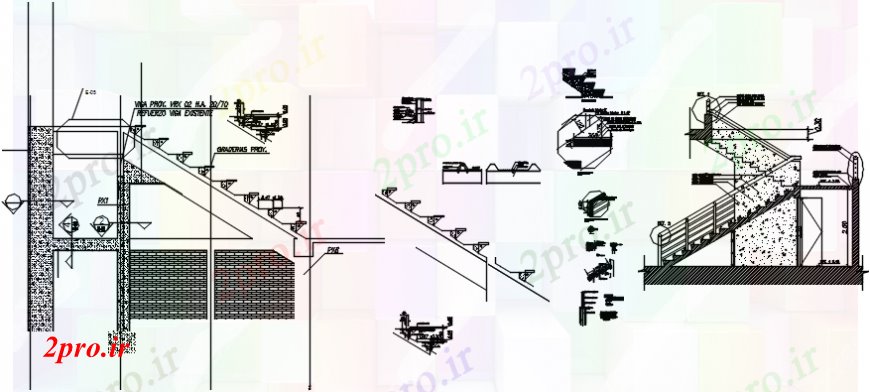 دانلود نقشه جزئیات پله و راه پله   راه پله بخش ها و جزئیات ساختار سازنده برای ورزش مرکز (کد101862)