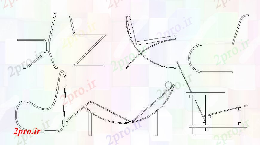 دانلود نقشه میز و صندلی طراحی  از واحد صندلی انعطاف پذیر از     (کد101863)