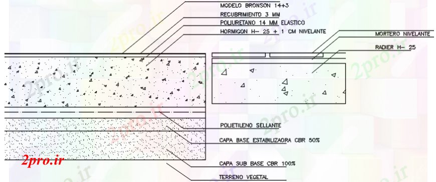 دانلود نقشه طراحی جزئیات ساختار Hormigon دیوار ساختار سازنده جزئیات (کد101867)