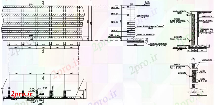 دانلود نقشه جزئیات ساخت و ساز بخش دیوار مشترک و طراحی ساخت و ساز جزئیات  (کد101891)