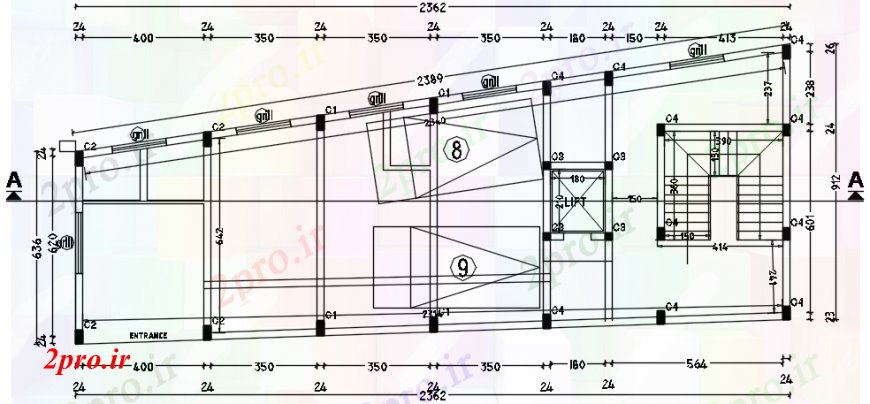 دانلود نقشه هتل - رستوران - اقامتگاه  جزئیات کف ساختار طرحی فریم از هتل ساخت (کد101897)