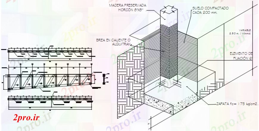 دانلود نقشه طراحی جزئیات ساختار بخش سقف و ساخت و ساز جزئیات با پشتیبانی دیوار (کد101950)