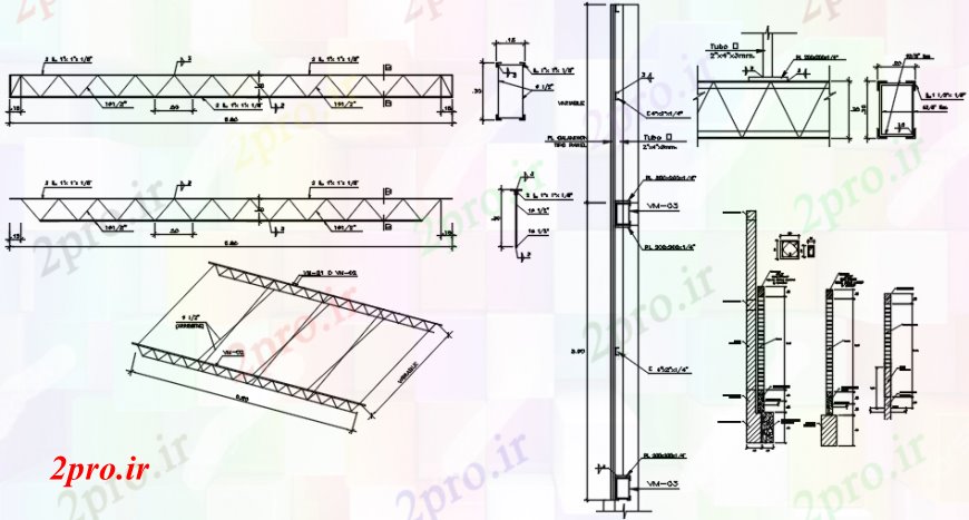 دانلود نقشه طراحی جزئیات ساختار پرتو پوشش سقف و ساختار طراحی  جزئیات  سازنده (کد101952)