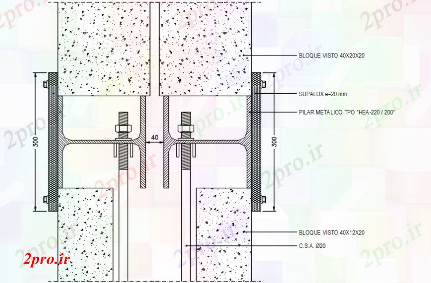 دانلود نقشه طراحی جزئیات ساختار اتصال دیوار دو  ساخت و ساز بلوک های سیمانی طراحی جزئیات  (کد101966)