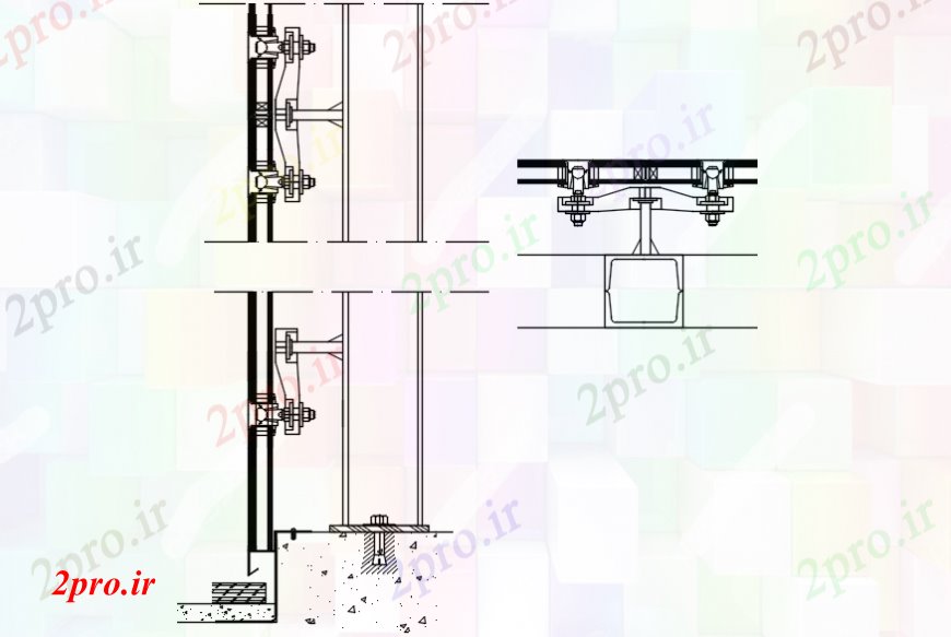 دانلود نقشه طراحی جزئیات ساختار بخش دیوار پرده و ساختار سازنده جزئیات (کد101968)