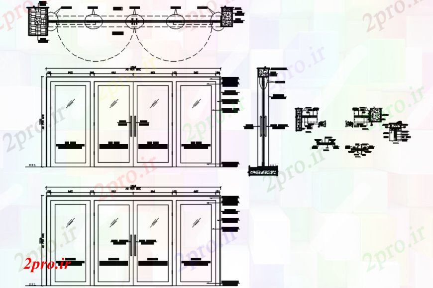 دانلود نقشه جزئیات طراحی در و پنجره  نما پنجره های متعدد و نصب و راه اندازی خودکار (کد101994)