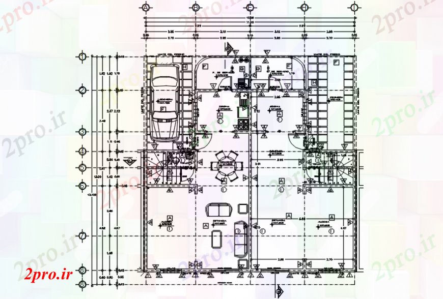 دانلود نقشه مسکونی ، ویلایی ، آپارتمان طرحی توزیع خانه دوبلکس با مبلمان 11 در 14 متر (کد101999)