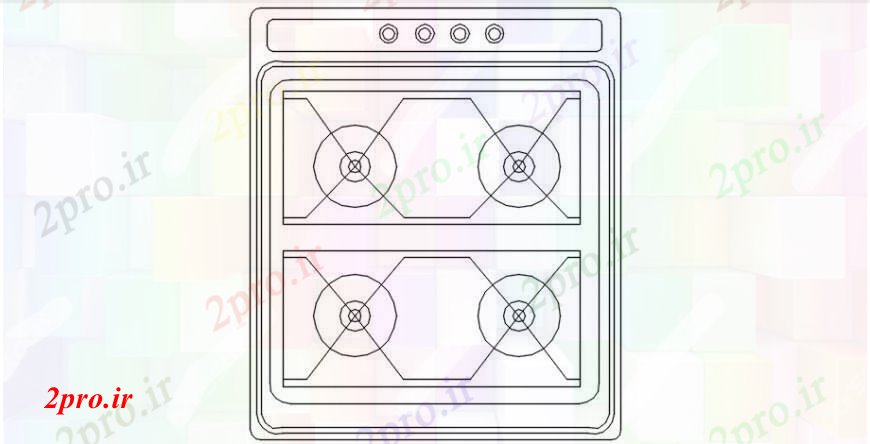 دانلود نقشه بلوک ، آرام ، نماد گاز سوز طبخ  بالا دو بعدی  (کد102097)